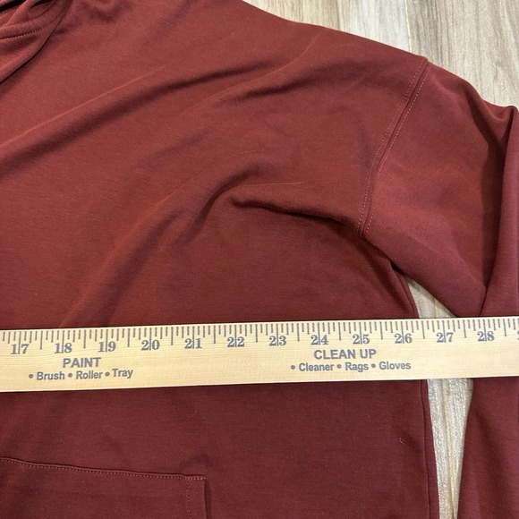 Eskandar Hoodie O/S Brick Red Pima Angle to Front Full Zip Lagenlook Casual - Picture 6 of 12